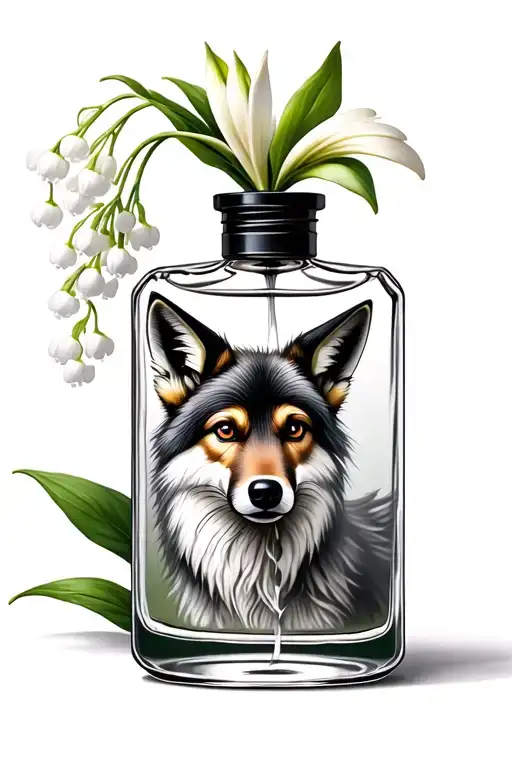 Lily Of The Valley Inside A Perfume Bottle Spraying Out A Coyote