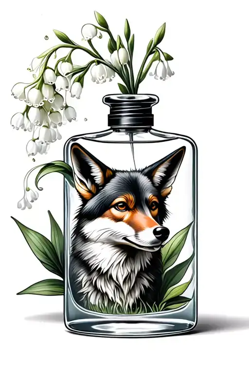 Lily Of The Valley Inside A Perfume Bottle Spraying Out A Coyote