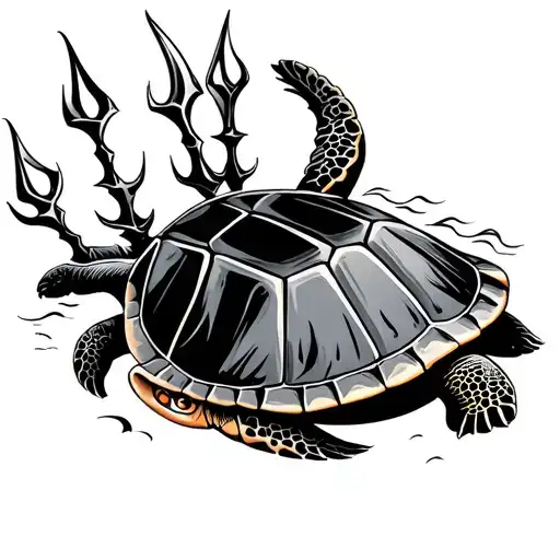 Poseidon Trident Turtle Swimming