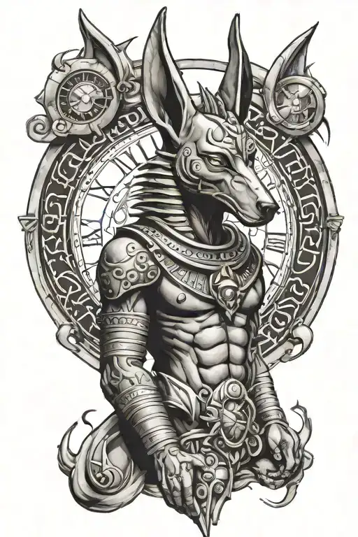Anubis With Moons Around Him Clock