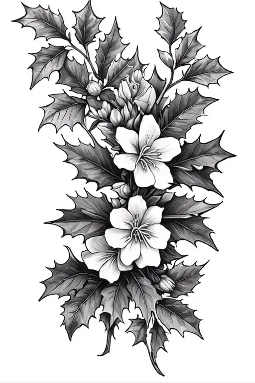 Larkspur And Holly Flowers