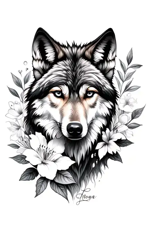 Feminine Wolf And Azalea Flowers