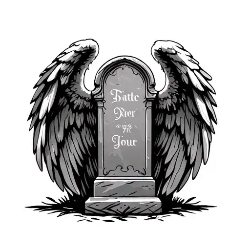Tombstone With Angel Wings