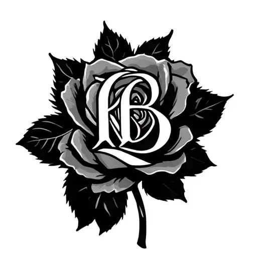 K B With A Rose Growing Out Of The The Letters