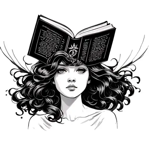 Girl With Open Head Books Flying In