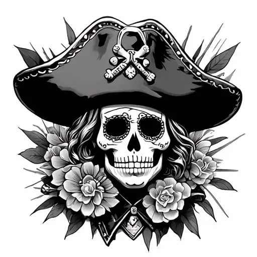 Cinco De Mayo Day Of The Dead Man In Pirate Hat