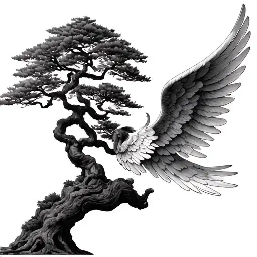 Bonsai Tree With Angel Wings