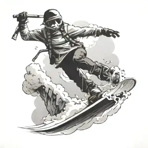 A Snowboarder Jumping Off A Cliff Into A Sea Of Clouds