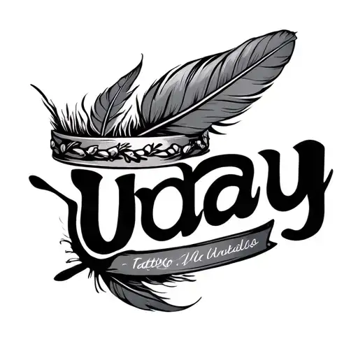 Uday Name With Feather Crown Held