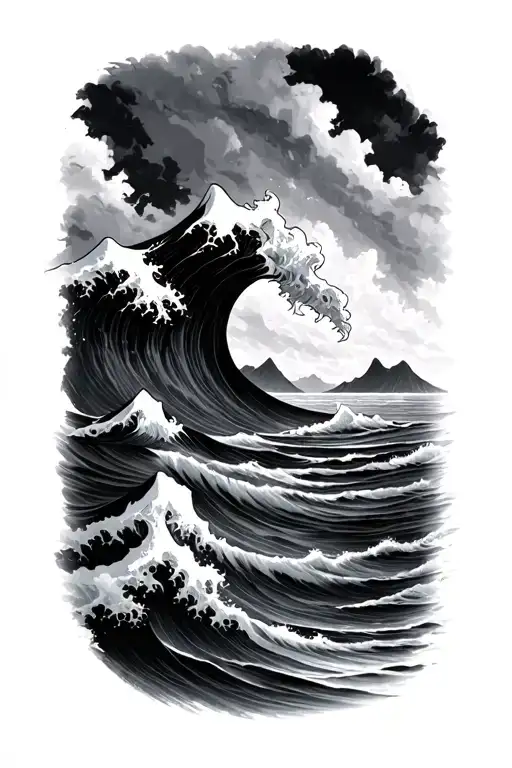 Mountain And Ocean Waves
