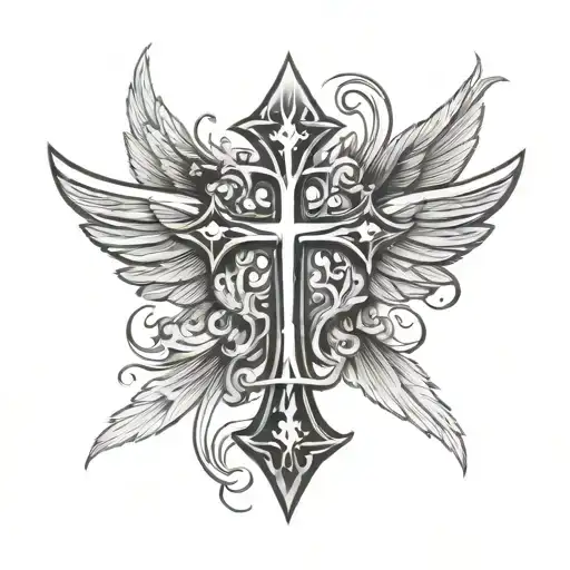 Gothic Cross With Wings