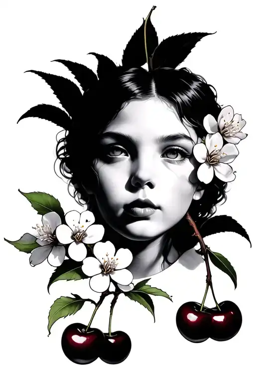 Cherry's Face On A Cherry Blossom Tree
