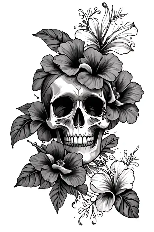 Hibiscus And Sugar Skull Strength Inspired Tattoo Featuring