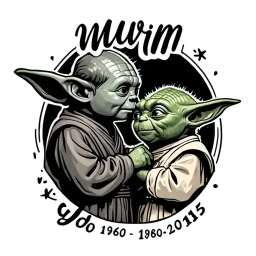 Marvin And Yoda Looking At Each Other With Mum Written In Between And The Dates 1960-2015