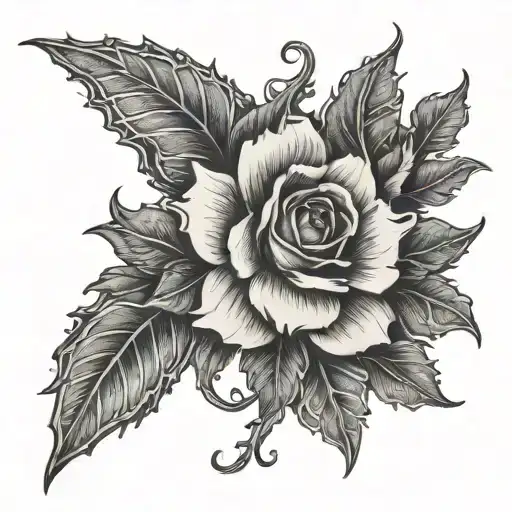 Gothic Floral Deisgn In Stippling Shadowing