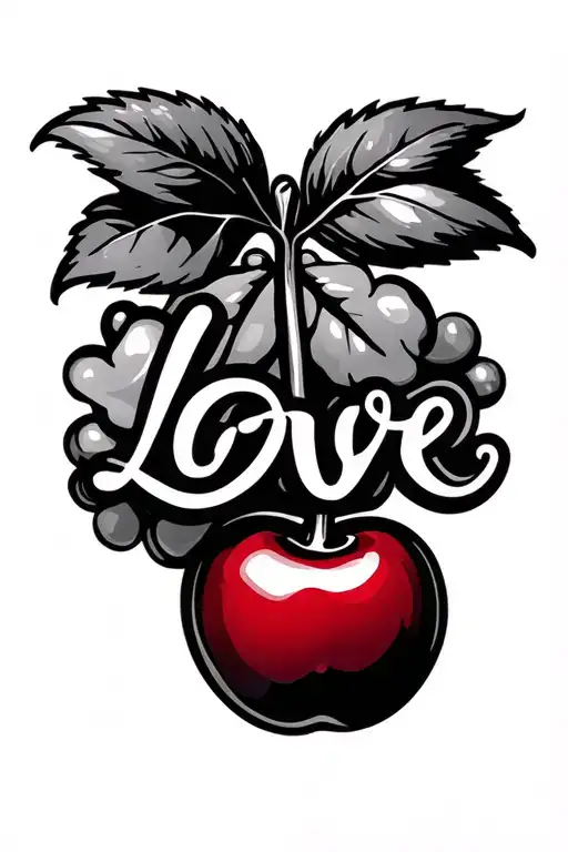 Cherry's Word 'Love' Written Inside Surrounded