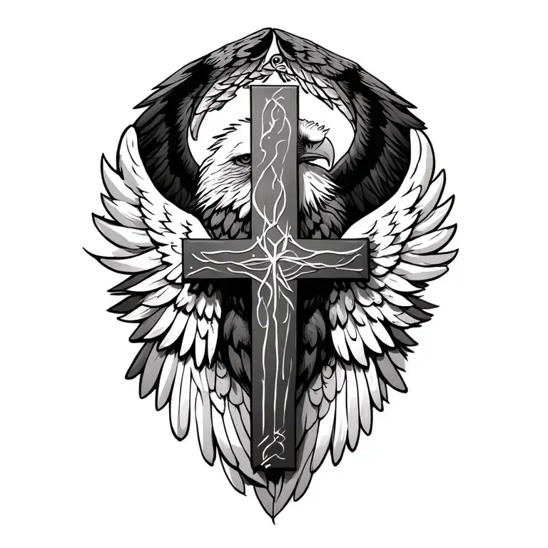Cross Embraced By Eagle Wing