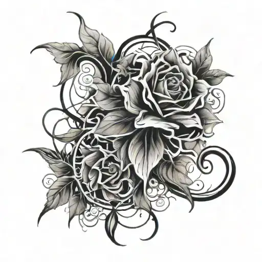 Floral Design With Cobwebs Instead Of Leaves Intertwined