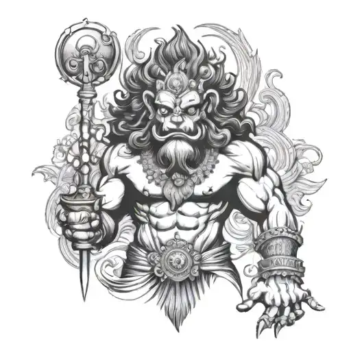 Narasimha God Standing With Anger In Eyes