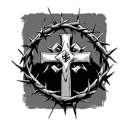 Cross With The Crown Of Thorns Above It