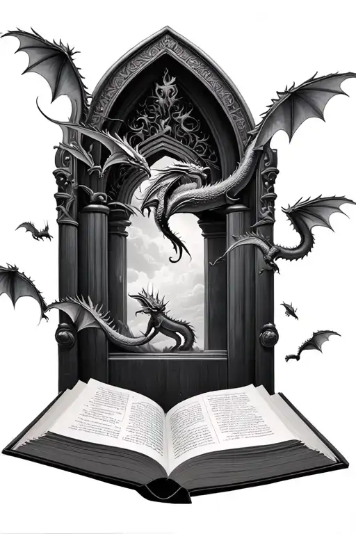 Fantasy Style Open Book With Small Dragons Flying From The Pages