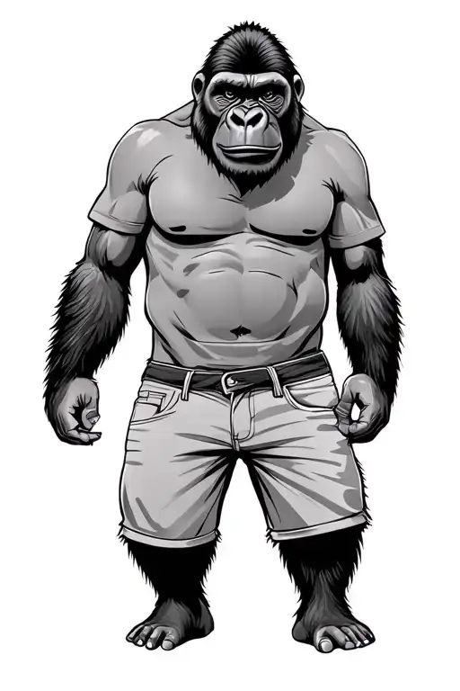 Gorilla Wearing Shorts And A T-shirt