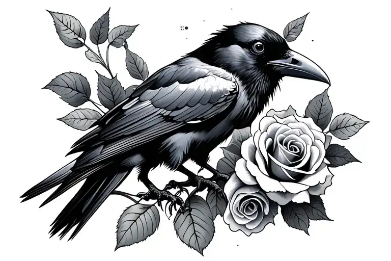 Raven And Roses