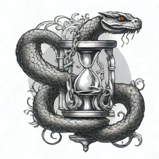 Oroborus Snake Surrounding The Hourglasses