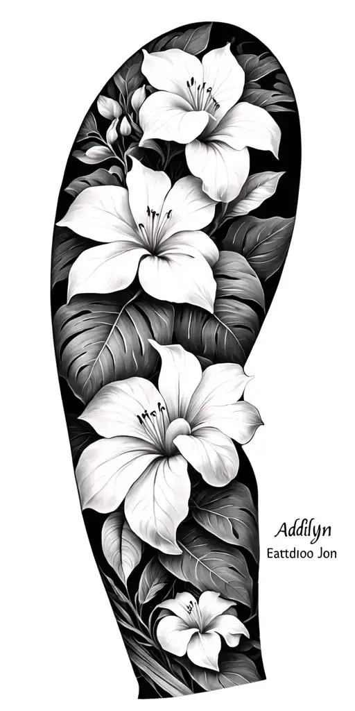 Monstera Lilly With Addilyn And Jon Name Hidden Arm Sleeve
