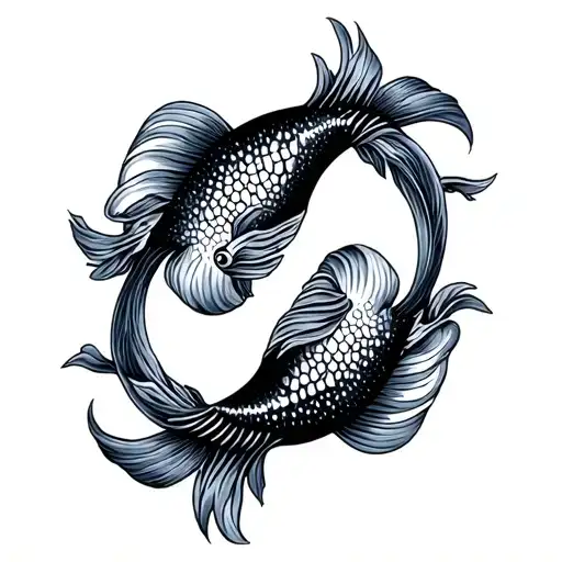 Yin Yang Pisces Fish Swimming Upstream