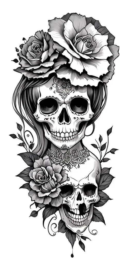 La Catrina And Skull Mysterious And Dark
