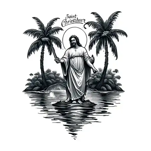 Saint Christopher With Palm Trees