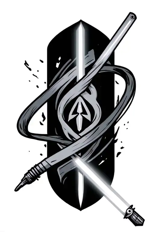 Jedi Emblem And Lightsaber Intertwined