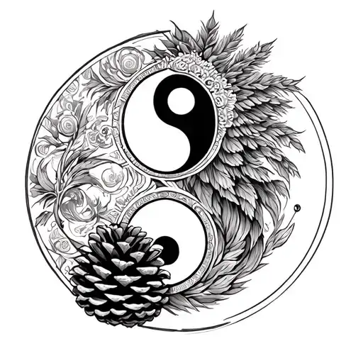 Lord Karishna With A Yin-yang Background And A Pinecone