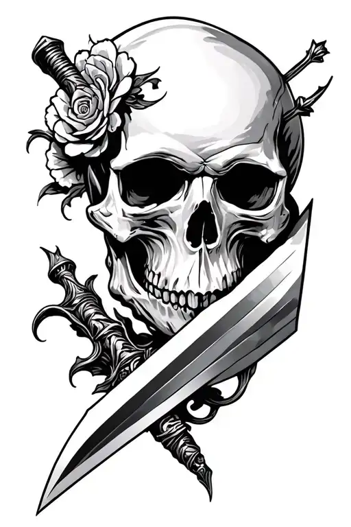 Skull With A Dagger Through The Top