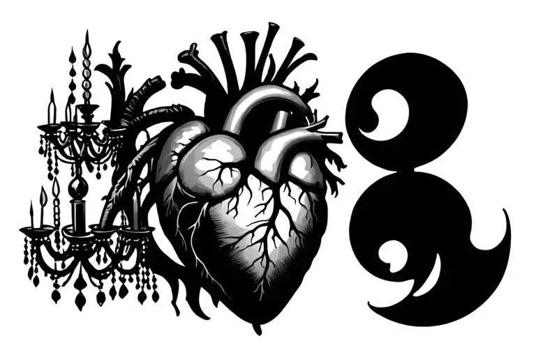 Anatomical Heart With Chandelier Design With Moon