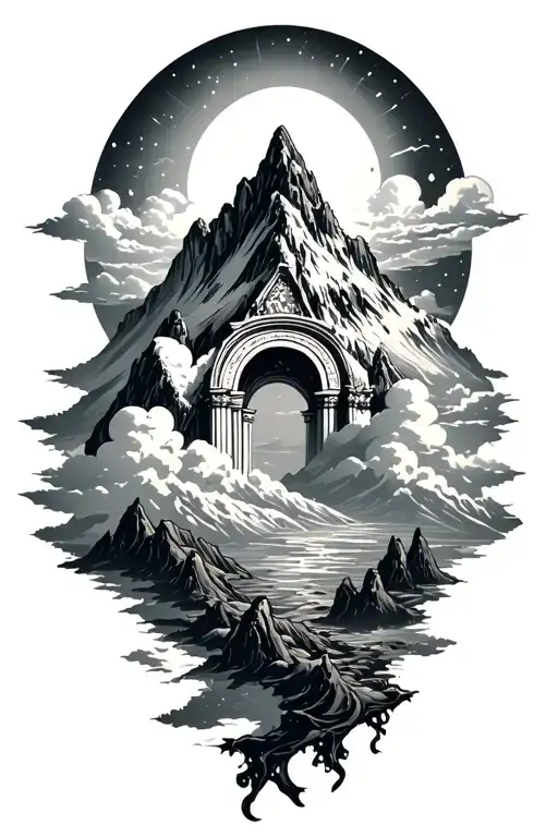 Heavens Gates Mountain And Clouds