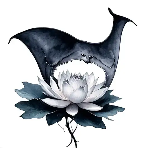 Watercolor Manta Ray Lotus