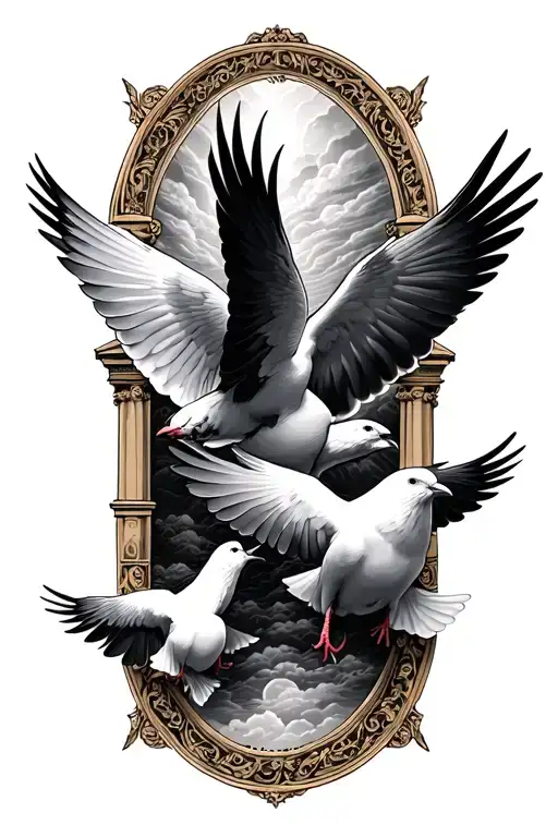 Heavens Gates Doves Flying
