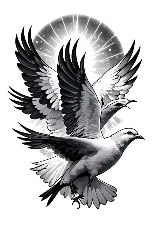 Heavens Gates Doves Flying