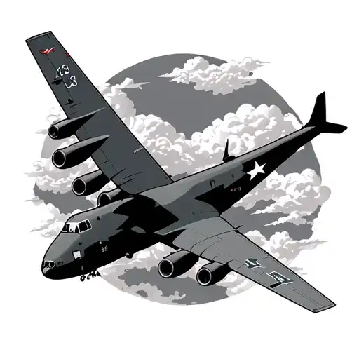 C-130 Flying In Clouds