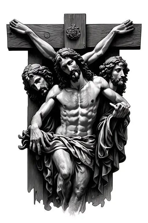 Jesus Christ Crucified And Heads