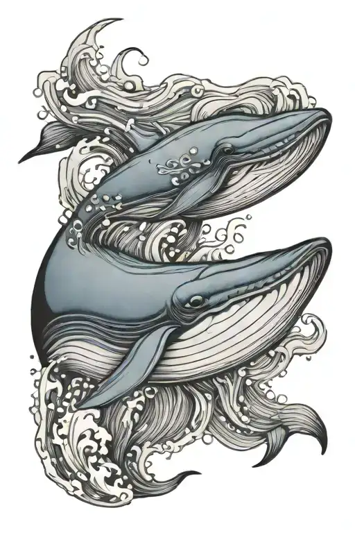 Blue Whale Swimming Upstream