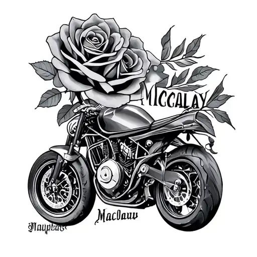Roses And Motobike With The Name Macaulay Simple Easy