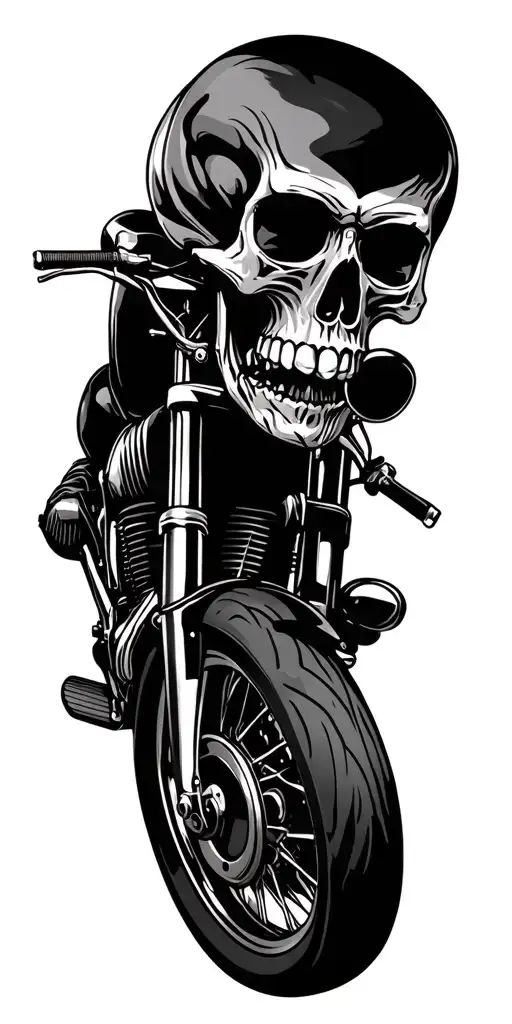 Motorbike And Skulls Representing Dark Periods