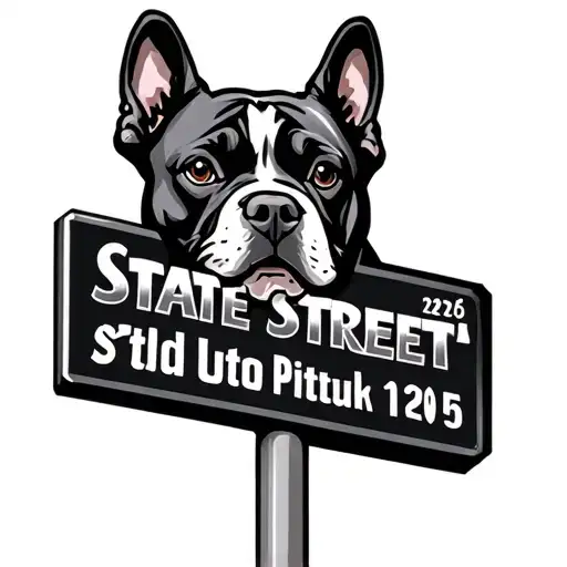 2205 State Street Sign With Pitbull Dog