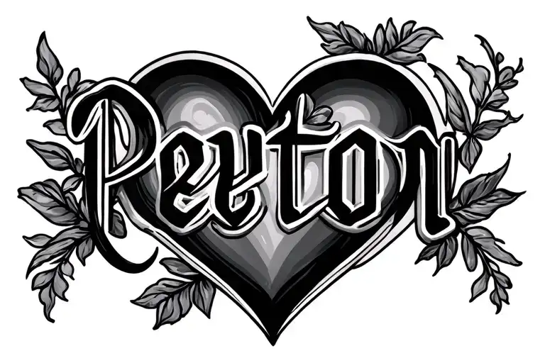 The Name Peyton With Hearts At The Beginning And End Of The Name