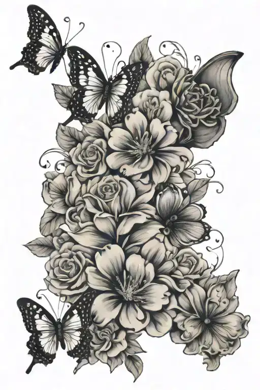 Flowers And Butterflies Flying