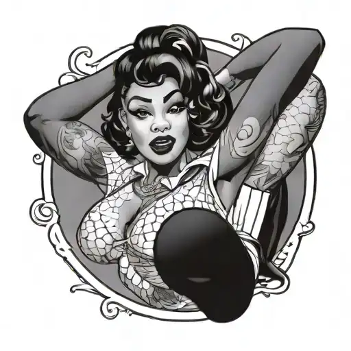 Black Woman Pin Up Girl Leaning