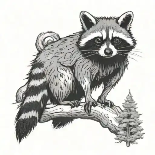 Raccoon And Mothman Cryptid Perched